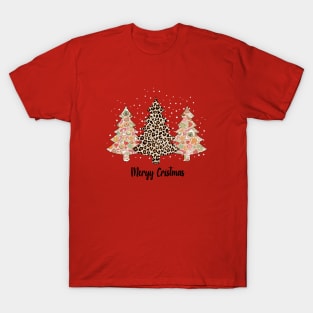 Leopard Trees Christmas T-Shirt